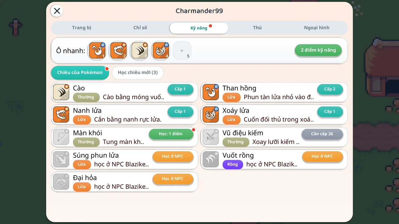 Ảnh trong game: Kỹ năng